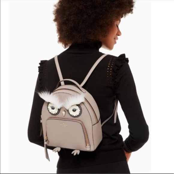 🎀 Kate Spade ♠️ Owl Motif Leather Backpack - Picture 4 of 8